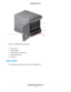 Page 57Figure 19. ReadyNAS 214 drive bays
1.Drive bay door
2.Disk tray handle
3.Recessed disk tray handle lock
4.Disk tray release latch
5.Drive bays
Rear Panel
The following figure shows the rear panel of the ReadyNAS 214.
NETGEAR ReadyNAS 214
57
ReadyNAS OS 6.5 