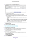 Page 57Manage Your Network 57
 N150 and N300 Wireless Routers
6. 
In the Internet Port pane, click the Show Statistics  button.
The following information displays:
• System Up T
 ime. The time elapsed since the router was last restarted.
• Port. 
The statistics for the WAN (Internet) and LAN (Ethernet) ports. For each port, 
the screen displays:
- Status. 
 The link status of the port.
- TxPkts. 
 The number of packets transmitted on this port since reset or manual 
clear.
- RxPkts. 
 The number of packets...