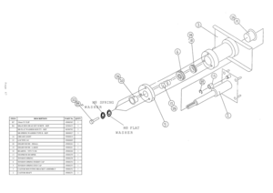 Page 72Page 67
M8 SPRING
WASHER
M8 FLAT
WASHER
ITEM
DESCRIPTION
PART No.
QNTY
B7
10mm E CLIP
45000365
1
B4
M8x40 HEX HEAD SET SCREW - BZP
26500433
3
M8 FLAT WASHER H/DUTY - BZP
88300702
3
M8 SPRING WASHER TYPE B - BZP
28000027
3
24
GREASE LIGHT
95000019
22
LOCTITE 242
95000005
20
DELRIN BUSH - SMALL
45000262
1
19
DELRIN BUSH - LARGE
45000261
1
18
BEARING - NTN 51106
45000260
1
13
NEOPRENE BUMPER
45000259
1
12
TENSION SPRING
45000258
1
6
TENSION SPRING INSERT CAP
45000254
1
5
TENSION SPRING END CAP
45000253
1
3...
