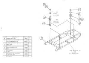 Page 76Page 71
SION
M8
FLAT
WASHER
M8
SPRING
WASHER
EVA MATTING TO
GLUED
TO UNDERSIDE
ITEM
DESCRIPTION
PART No.
QNTY
B17
EXTERNAL CIRCLIP 32mm
45000287
1
B6
M8x20 HEX HEAD SET SCREW - BZP
88300700
16
M8 FLAT WASHER H/DUTY - BZP
88300702
16
M8 SPRING WASHER TYPE B - BZP
28000027
16
45
GREASE - LIGHT
95000019
44
LOCTITE 242
95000009
30
FIXED CASTOR 50mm - BLACK
59000008
4
18
ROLLER
45000284
1
17
CASTOR SPACER
45000285
2
16
WASHER
45000286
1
7
SEAT BED ASSY - INCL. TURNED PART
45000283
1
EVA FLOOR MAT - GREY...