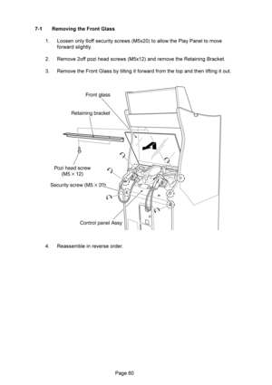 Page 600? P9 &)+ 3& ,%
 0

/(@2?4	#



	
2 :#2A
	
/(@24
#	:

5
7
 :#	*
,





		



3 :

#



Front glass
Retaining bracket  
Control panel Assy
Pozi head screw
(M5 
× 12)
Security screw (M5 × 20) 