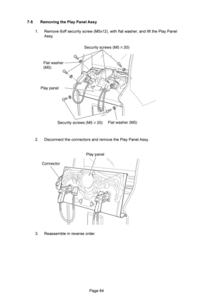 Page 6403 P/ &)+ ,%0%,
0
 :#0

/(@24
		

	

2 8
	

#	
 :

#



Play panelSecurity screws (M5 
× 20)
Flat washer 
(M5)
Flat washer (M5)
Security screws (M5 × 20)
ConnectorPlay panel 