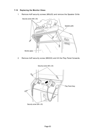 Page 63?8 P52 &#$%/ % &#
: 5#@
A=B9+
#	!7

 5#@
A=F9+

	

Monitor glassSpeaker grille Security screw (M5 x 20)
Play Panel Assy Security screw (M5 x 20)
Security screw (M5 x 20) 