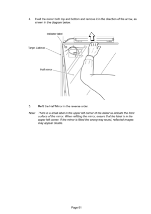 Page 61
Indicator label
Target Cabinet
Half mirror

 0) %( 9&)(&)%%& )%:%&@ -
 &%& )%(
 G@% 0@%%& )
 $




0&$



&



$ 