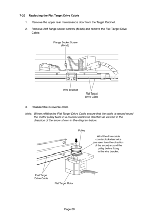 Page 80
 U-.  ,%3,*0
 G 99%&&&:)@ /(%&
 G@@@&:2:*
,+&) !/5%
(
 G(%&)
 0/:$
$



5

	






$
Flange Socket Screw
(M4x6)
Flat Target
Drive Cable Wire Bracket
Pulley
Wind the...