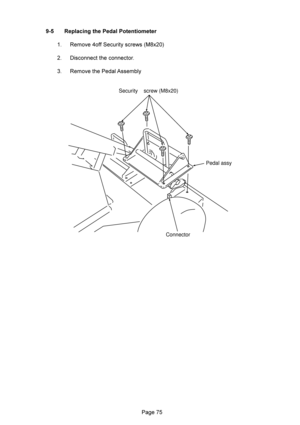 Page 75 .0 !(,#&!
 .%==18-/8$!
&
 6-8  8(8  8
 .%(,#%+#/
Security    screw (M8x20)
Pedal assy
Connector 