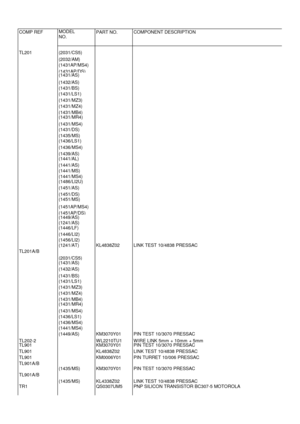 Page 61MODELNO.PART NO.COMPONENT DESCRIPTIONCOMP REFTL201(2031/CS5)(2032/AM)(1431AP/MS4)(1431AP/DS)(1431/AS)(1432/AS)(1431/BS)(1431/LS1)(1431/MZ3)(1431/MZ4)(1431/MB4)(1431/MR4)(1431/MS4)(1431/DS)(1435/MS)(1436/LS1)(1436/MS4)(1439/AS)(1441/AL)(1441/AS)(1441/MS)(1441/MS4)(1486/LI2U)(1451/AS)(1451/DS)(1451/MS)(1451AP/MS4)(1451AP/DS)(1449/AS)(1241/AS)(1446/LF)(1446/LI2)(1456/LI2)(1241/AT)KL4838Z02LINK TEST 10/4838...