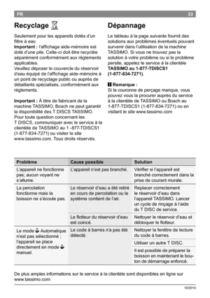 Page 3533
10/2010
FR
Recyclage A
Seulementpourlesappareilsdotésd’un
filtreàeau
Important :l’affichageaide-mémoireest
dotéd’unepile.Celle-cidoitêtrerecyclée
séparémentconformémentauxrèglements
applicables.
Veuillezdéposerlecouvercleduréservoir
d’eauéquipédel’affichageaide-mémoireà
unpointderecyclagepublicouauprèsde...
