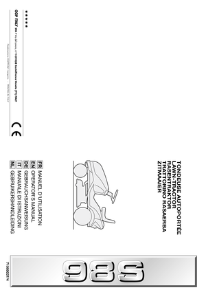 Page 1FRENITNLTONDEUSE AUTOPORTÉE
LAWN-TRACTOR
RASENTRAKTOR
TRATTORINO RASAERBA
ZITMAAIER
GEBRUIKERSHANDLEIDING MANUALE DI ISTRUZIONI
71505037/4
GEBRAUCHSANWEISUNG
DEOPERATOR’S MANUAL MANUEL D’UTILISATION
Realizzazione: EDIPROM / bergamo   -   PRINTED IN ITALY
GGP ITALY 
SPA
 • Via del Lavoro, 6 • I-31033 Castelfranco Veneto (TV) ITALY
 