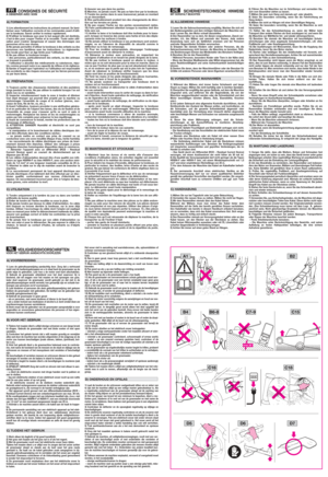 Page 4CONSIGNES DE SÉCURITÉÀ OBSERVER AVEC SOIN
1) Lire attentivement les instructions du présent manuel. Se fami-
liariser avec l’utilisation correcte et les commandes avant d’utili-
ser la tondeuse. Savoir arrêter le moteur rapidement.
2) N’utiliser la tondeuse que pour le but auquel elle est destinée,
c’est-à-dire pour couper l’herbe et la recueillir. Toute autre utili-
sation peut s’avérer dangereuse et causer des dommages aux
personnes et/ou aux choses.
3) Ne jamais permettre d’utiliser la tondeuse à des...