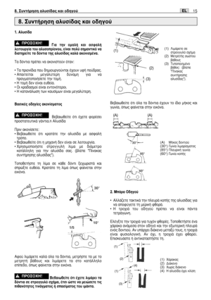 Page 12815EL8. ™˘ÓÙ‹ÚËÛË ·Ï˘Û›‰·˜ Î·È Ô‰ËÁÔ‡ 
1. ∞Ï˘Û›‰·
°È· ÙËÓ ÔÌ·Ï‹ Î·È ·ÛÊ·Ï‹
ÏÂÈÙÔ˘ÚÁ›· ÙÔ˘ ·Ï˘ÛÔÚ›ÔÓÔ˘, Â›Ó·È ÔÏ‡ ÛËÌ·ÓÙÈÎﬁ Ó·
‰È·ÙËÚÂ›ÙÂ Ù· ‰ﬁÓÙÈ· ÙË˜ ·Ï˘Û›‰·˜ Î·Ï¿ ·ÎÔÓÈÛÌ¤Ó·.
∆· ‰ﬁÓÙÈ· Ú¤ÂÈ Ó· ·ÎÔÓÈÛÙÔ‡Ó ﬁÙ·Ó: 
ñ ∆· ÚÈÔÓ›‰È· Ô˘ ‰ËÌÈÔ˘ÚÁÔ‡ÓÙ·È ¤¯Ô˘Ó ˘Ê‹ Ô‡‰Ú·˜.
ñ ∞·ÈÙÂ›Ù·È ÌÂÁ·Ï‡ÙÂÚË ‰‡Ó·ÌË ÁÈ· Ó·
Ú·ÁÌ·ÙÔÔÈ‹ÛÂÙÂ ÙËÓ ÙÔÌ‹.
ñ ∏ ÙÔÌ‹ ‰ÂÓ Â›Ó·È Â˘ıÂ›·.
ñ √È ÎÚ·‰·ÛÌÔ› Â›Ó·È ÂÓÙÔÓﬁÙÂÚÔÈ.
ñ ∏ Î·Ù·Ó¿ÏˆÛË ÙˆÓ Î·˘Û›ÌˆÓ Â›Ó·È ÌÂÁ·Ï‡ÙÂÚË.
µ·ÛÈÎ¤˜ Ô‰ËÁ›Â˜ ·ÎÔÓ›ÛÌ·ÙÔ˜
µÂ‚·ÈˆıÂ›ÙÂ ﬁÙÈ ¤¯ÂÙÂ ÊÔÚ¤ÛÂÈ...