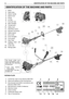 Page 2322IDENTIFICATION OF THE MACHINE AND PARTS
IDENTIFICATION OF THE MACHINE AND PARTS
1) Motor
2) Spark plug
3) Starter handle
4) Starter lever
5) Primer
6) Air filter
7) Fuel tank cap
8) Rear handgrip
9) Throttle lever
10) Safety lever
11) Start/Stop switch
12) Harness connection
13) Safety spacer
14) Drive shaft 
15) Front handgrip
16) Front guard 
17) Gear head
18) Cutting head with
nylon line
19) Cutter disk
20) Ratings plate
The brush cutter you
have purchased is sup-
plied with the following...