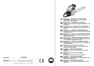 Page 171501033/0
NOSVFI
Realizzazione: EDIPROM / bergamo   -   PRINTED IN ITALY
GGP ITALY 
SPA
 • Via del Lavoro, 6 • I-31033 Castelfranco Veneto (TV) ITALY
Motosega - MANUALE DI ISTRUZIONI
ATTENZIONE: prima di utilizzare la macchina, leggere
attentamente il presente libretto.Chain-saw - OPERATOR’S MANUALWARNING: read thoroughly the instruction booklet before using
this machine.Tronçonneuse - MANUEL D’UTILISATIONATTENTION: lire attentivement le manuel avant dutiliser cette
machine.Motorsäge -...