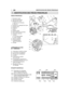 Page 42FR
PIÈCES PRINCIPALES
1. Ensemble moteur
2. Tube de transmission
3. Dispositif de coupe
a. Lame à 3 ou 4 pointes
b. Tête à fil
4. Protection du dispositif de coupe
5. Poignée avant
6. Protection
7. Guidon
8. Poignée arrière
9. Point dattache (du harnais)
10. Étiquette matricule
11. Harnais
a. à une seule sangle
b. à deux sangles
12. Renvoi angulaire
13. Protection lame(pour le transport)
14. Bougie
COMMANDES ET PLEINDE   CARBURANT
21. Interrupteur d’arrêt du moteur
22. Commande d’accélérateur
23. Blocage...