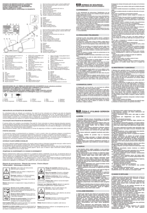 Page 3Atención: Tener el cable eléctrico de
alimentacion lejos de la cuchilla. 
Cuidado: Manter o cabo eléctrico de alimen-
taçao longe de lâmina. 
¶ÚÔÛÔ¯‹:∫Ú·Ù¿ÙÂ ÙÔ ËÏÂÎÙÚÈÎﬁ Î·ÏÒ‰ÈÔ
ÙÚÔÊÔ‰ÔÛÈ·˜ Ì·ÎÚÈ· ·ﬁ ÙÔ Ì·¯·›ÚÈ.
Dikkat:Besleme kablosunu bıçaktan uzak tutunuz. 
:	 
	
  
	  	 	

 
 

.Atención con las cuchillas cortadoras:
Desconectar el cable de la alimentación antes de
efectuar cualquier operación de manutención o si el
cable estuviera dañado. 
Atenção às...