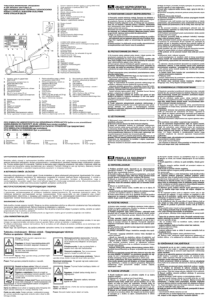 Page 3Uwaga:Trzymać kabel zasilający daleko od
noży.
Figyelem: A kábelt tartsa mindig távol a
vágóaljzattól.
Ç ÇÌ
ÌË
ËÏ
Ï‡
‡Ì
ÌË
ËÂ
Â:
: 
ÑÂÊËÚÂ Í‡·ÂÎ¸ ÔËÚ‡ÌËﬂ
‚‰‡ÎË ÓÚ ÌÓÊ‡.
Oprez: Voditi računa o tome da vod za napajanje bude
daleko od oštrice. 
Pozor:Dovodni kabel naj bo daleč od rezila.Uważać na tnące ostrza: Odłączyć przewód
zasilania przed przystąpieniem do konserwacji lub
jeśli kabel jest uszkodzony. 
Figyelem a vágóélekre: Húzza ki a dugót az
elektromos áramellátást biztosító aljzatból mielőtt...