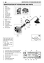 Page 622IDENTIFICATION OF THE MACHINE AND PARTSEN
IDENTIFICATION OF THE MACHINE AND PARTS
1) Motor
2) Spark plug
3) Starter handle
4) Starter lever
5) Primer
6) Air filter
7) Fuel tank cap
8) Rear handgrip
9) Throttle lever
10) Safety lever
11) Start/Stop switch
11a) Accelerator stop
lever
12) Safety spacer
13) Front handgrip
14) Drive shaft 
15) Front guard 
16) Cutting head with
nylon line
17) Ratings plate
The brush cutter you
have purchased is sup-
plied with the following
accessories:
1) user and mainte-...