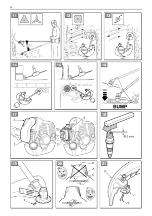 Page 5iv
15
18
21
1416
17
0,5 mm
19
1
20
30°
A
B
C
30°
2
1
3
111213
2
1
3
34
12 