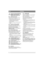 Page 1212
SVENSKASE
Före första användning skall batteriet 
fulladdas. Batteriet skall alltid förvaras 
fulladdat. Om batteriet förvaras 
urladdat uppstår allvarliga skador. 
6.8.1 Laddning med motorn
I första hand kan batteriet laddas med hjälp av 
motorns generator enligt följande:
1. Montera batteriet i maskinen enligt nedan.
2. Ställ upp maskinen utomhus eller montera 
utsugningsanordning för avgaserna.
3. Starta motorn enligt instruktionerna i 
bruksanvisningen.
4. Kör motorn utan stopp, kontinuerligt...