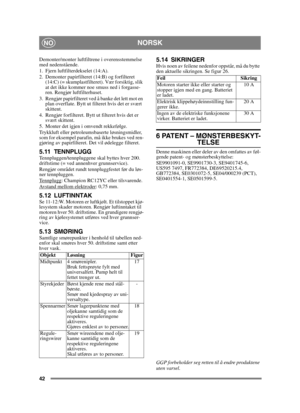 Page 4242
NORSKNO
Demonter/monter luftfiltrene i overensstemmelse 
med nedenstående.
1. Fjern luftfilterdekselet (14:A). 
2. Demonter papirfilteret (14:B) og forfilteret (14:C) (= skumplastfilteret). Vær forsiktig, slik 
at det ikke kommer noe smuss ned i forgasse-
ren. Rengjør luftfilterhuset.
3. Rengjør papirfilteret ved å banke det lett mot en  plan overflate. Bytt ut filteret hvis det er svært 
skittent.
4. Rengjør forfilteret. Bytt ut filteret hvis det er  svært skittent.
5. Monter det igjen i omvendt...