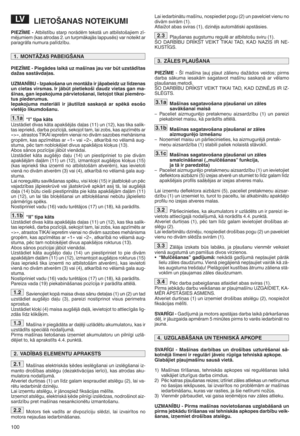 Page 102100
LIETO&ANAS NOTEIKUMI
PIEZ!M EbAtb ilstYb ustarp norMdSm tekstM unatbilstofajiem zYs
mSju miem (kas atroda s2r un turpmM kajMslappusSs )var noteiktar
parag rMf anu mura palYdzYbur
PIEZ!M EbP ieg Gdes laikGuz maWOnas jauvar bZt uzst GdOtas
da]as sastG vda Sasa
UZM AN!BU bIzpakoWan aun mo ntG] air jGpabeidz uzlOdzenas
uncieta svirs masa IrjGb Ztpieti ekoWi daudz vietasgan mab
WOna s^ga niepakojum apGrvietoW anai^ lietojo ttikai piemKro b
tuspiederumus a
Iepak ojum amat eriGl iir jGutil izK sask aUG...