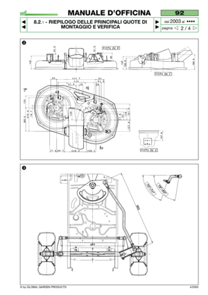 Page 65© by GLOBAL GARDEN PRODUCTS
92
8.2.1- RIEPILOGO DELLE PRINCIPALI QUOTE DI
MONTAGGIO E VERIFICA


2 / 4
MANUALE D’OFFICINA
paginadal 
2003al  ••••
4/2005
2
3   