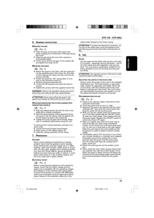 Page 15ETR 750 - ETR 900J
15
ENGLISH
6. ASSEMBLY INSTRUCTIONS
MOUNTING THE GRIP
1FIG. 2