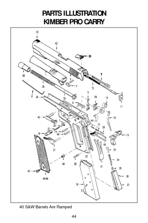 Page 4444
PARTS ILLUSTRATION
KIMBER PRO CARRY
40 S&W Barrels Are Ramped 