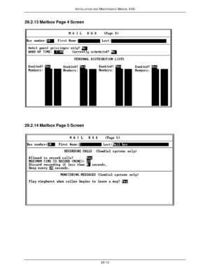 Page 646INSTALLATION AND MAINTENANCE MANUAL 4/0029-1329.2.13 Mailbox Page 4 Screen29.2.14 Mailbox Page 5 Screen 