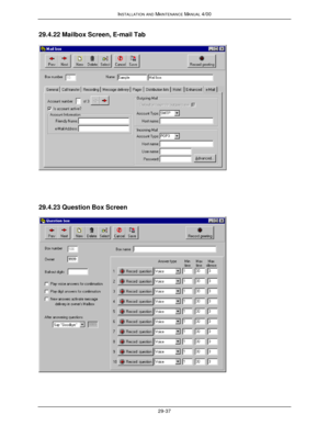 Page 670INSTALLATION AND MAINTENANCE MANUAL 4/0029-3729.4.22 Mailbox Screen, E-mail Tab29.4.23 Question Box Screen 