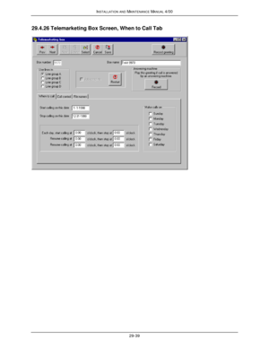 Page 672INSTALLATION AND MAINTENANCE MANUAL 4/0029-3929.4.26 Telemarketing Box Screen, When to Call Tab 