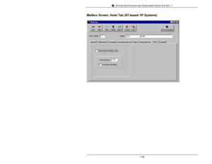 Page 91SYSTEM SUPERVISOR AND SUBSCRIBER GUIDE 9.0 VER. 11-82Mailbox Screen, Hotel Tab (NT-based VP Systems) 