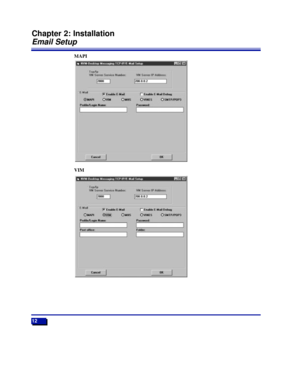 Page 18MAPI
VIM
12
Chapter 2: Installation
Email Setup
17526DTMSUG01_31.qxd  5/31/98 5:26 PM  Page 12 