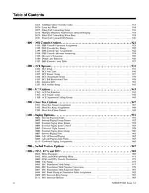 Page 6441025 - Toll Restriction Override Codes . . . . . . . . . . . . . . . . . . . . . . . . . . . . . . . . . . . . . . . . . . . . . . . . .  913
1026 - Loop Key Data . . . . . . . . . . . . . . . . . . . . . . . . . . . . . . . . . . . . . . . . . . . . . . . . . . . . . . . . . . . . . .  914
1027 - Fixed Call Forwarding Setup . . . . . . . . . . . . . . . . . . . . . . . . . . . . . . . . . . . . . . . . . . . . . . . . . . .  916
1028 - Multiple Directory Number Key Delayed Ringing . . . . . . . . . . ....