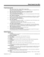 Page 273Programming (Cont’d)
➣
0405 - System Timers (Part A), Item 62: DIL No Answer Time
Set the DIL No Answer Time (0-64800 seconds).  If DIL Delayed Ringing is set in program 0919, this
option sets the DIL Delayed Ring interval.
➣0901 - Basic Trunk Port Setup (Part A), Items 14 to 17: Trunk Service Type
Assign each DIL Service Type 4. Make an entry for each Night Service mode.
➣0909 - Extension Ring Group Assignment
Assign the extensions that should receive the overflow to the ring group programmed in 0919...