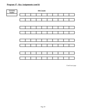 Page 37Program 17 - Key Assignments (contd)
Extension 
NumberDSS Console
Contd next page
Page 28 