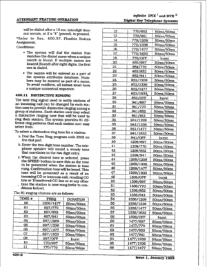 Page 164wi11 be dialed after a 10 sec. interdigit time- 
out occurs, or if a ^+Y” (pound]. is pressed. 
*Refer to Sec. 400.37. Flexible Button 
Assignment. 
Conditions: 
l The system wiII dial the station that 
matches the dialed name when a unique 
match is found. If multipie names are 
located (found) after eight digits. the fast 
one is dialed. 
l The names will be entered as a part of 
the system attributes database. Num- 
bers may 
be entered as part of a name. 
To avoid confhcts. all names must have 
a...