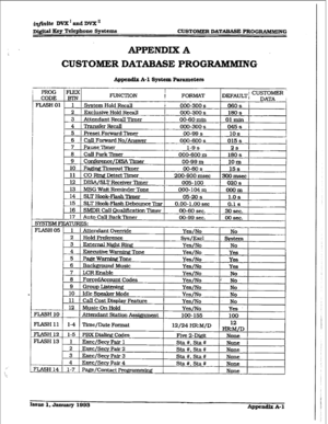 Page 453iqfinite DVX ’ aud DVX’ 
Digital Key Telephone Sy8tenm CUSTO&ER DATABASE PROGW3MMIlVG 
APPENDIX A 
CUSTOMER DATABASE PROGRAMMING 
Appendix A-1 Syvstem Parameters  