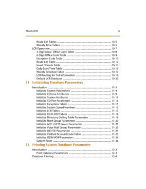 Page 14March 20 01xi
Ro ute L is t Tab l es  .. .. .. .. .. .. .. .. .. .. .. .. ... .. .. .. .. .. .. .. .. .. .. .. .. .. ... .. .. .. .. .. .. .. .. .. .. .. .. .. ... .. .. .. 10- 5
Week ly  Ti me Ta bl es   .. .. .. .. .. .. .. .. .. ... .. .. .. .. .. .. .. .. .. .. .. .. .. ... .. .. .. .. .. .. .. .. .. .. .. .. .. ... .. .. .. 10- 5
LCR  O pera ti o n  . .. .. .. ... .. .. .. .. .. .. .. .. .. .. .. .. .. ... .. .. .. .. .. .. .. .. .. .. .. .. .. ... .. .. .. .. .. .. .. .. .. .. .. .. .. ... .. .. .....