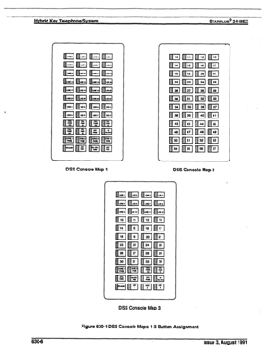 Page 145Hybrid Key Telephone System sTARPLUS@ 2446u( 
DSS Console Map 1 
DSS Console Map 3 
Figure 630-l DSS Console Maps l-3 Button Assignment 
630-6 Issue 3, August 1991  