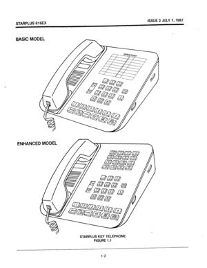 Page 8STARPLUS 616EX ISSUE 2 JULY I,1987 
BASIC MODEL 
ENHANCED 
STARPLUS KEY TELEPHONE 
FIGURE 1.1 
l-2  