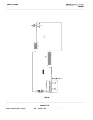 Page 502PRODUCT NORCESTARPLUS DIGITAL SYSTEMS--PN0008
CODEC 
IC’s1433-00
u1102 i1I
:
i)1202 :
Page6of 13
Vodavi Communications Systems
8300 E. Raintree Drive 