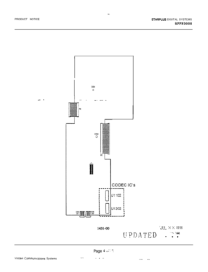 Page 534-.PRODUCT NOTICE
STARPLUS DIGITAL SYSTEMS
SPPN0008
- -
OS10
i
m---m.I
iIII0
1431-00
CODEC IC’s‘-‘-mm,I
11102 I
:II
J1202 :
Page 4 ;i: : Y
Voaaw Communications Systems.,.._ - _....-. -. 