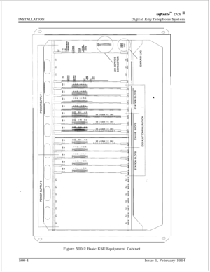 Page 251INSTALLATIONinfinitem DVX I’Digital Key Telephone System
t  I
i I
Figure 500-2 Basic KSU Equipment Cabinet
500-4Issue 1, February 1994 