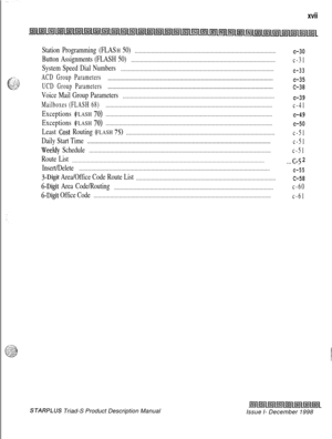 Page 21xvii
Station Programming (FLASH 50)..............................................................................................c-30
Button Assignments (FLASH 50)................................................................................................
c-31
System Speed Dial Numbers......................................................................................................c-33
ACD Group...