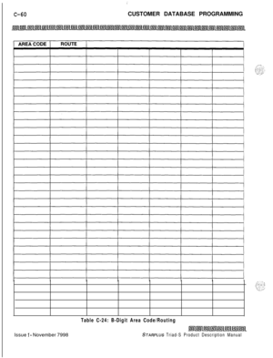 Page 318C-60
ICUSTOMER DATABASE PROGRAMMING
Table C-24: B-Digit Area Code/RoutingIssue 
1 - November 7998STARPLUS Triad-S Product Description Manual 