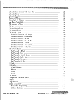 Page 6iiAutomatic Pause Insertion With Speed Dial.........................................................................
2-7
Automatic Privacy.................................................................................................................2-7
Automatic Selection..............................................................................................................2-8
Background...