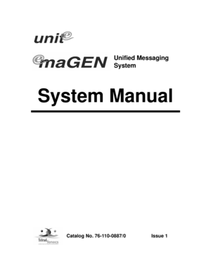 Page 1System Manual
Unified Messaging 
System
 Catalog No. 76-110-0887/0                   Issue 1 