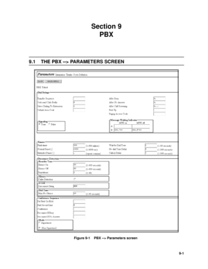 Page 1049-1
Section 9 
PBX
9.1 THE PBX --> PARAMETERS SCREEN
Figure 9-1    PBX --> Parameters screen
  