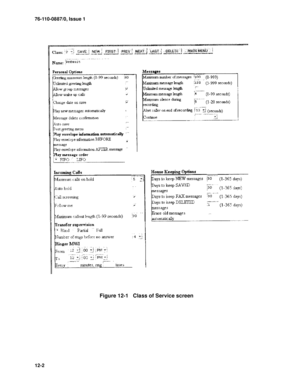 Page 17576-110-0887/0, Issue 1
12-2
Figure 12-1   Class of Service screen 